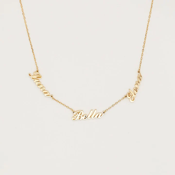 CUSTOM TROIS NAME NECKLACE - SOLID 14K | 18K GOLD